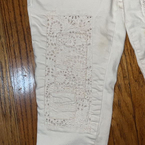 American Eagle Outfitters Skinny Cream Patchwork Jeans Size 6 - Picture 6 of 10